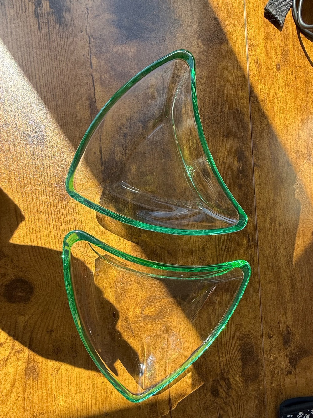 Luigi Bormioli glass boomerang atomic MCM bowls or trinket dishes - set of 2